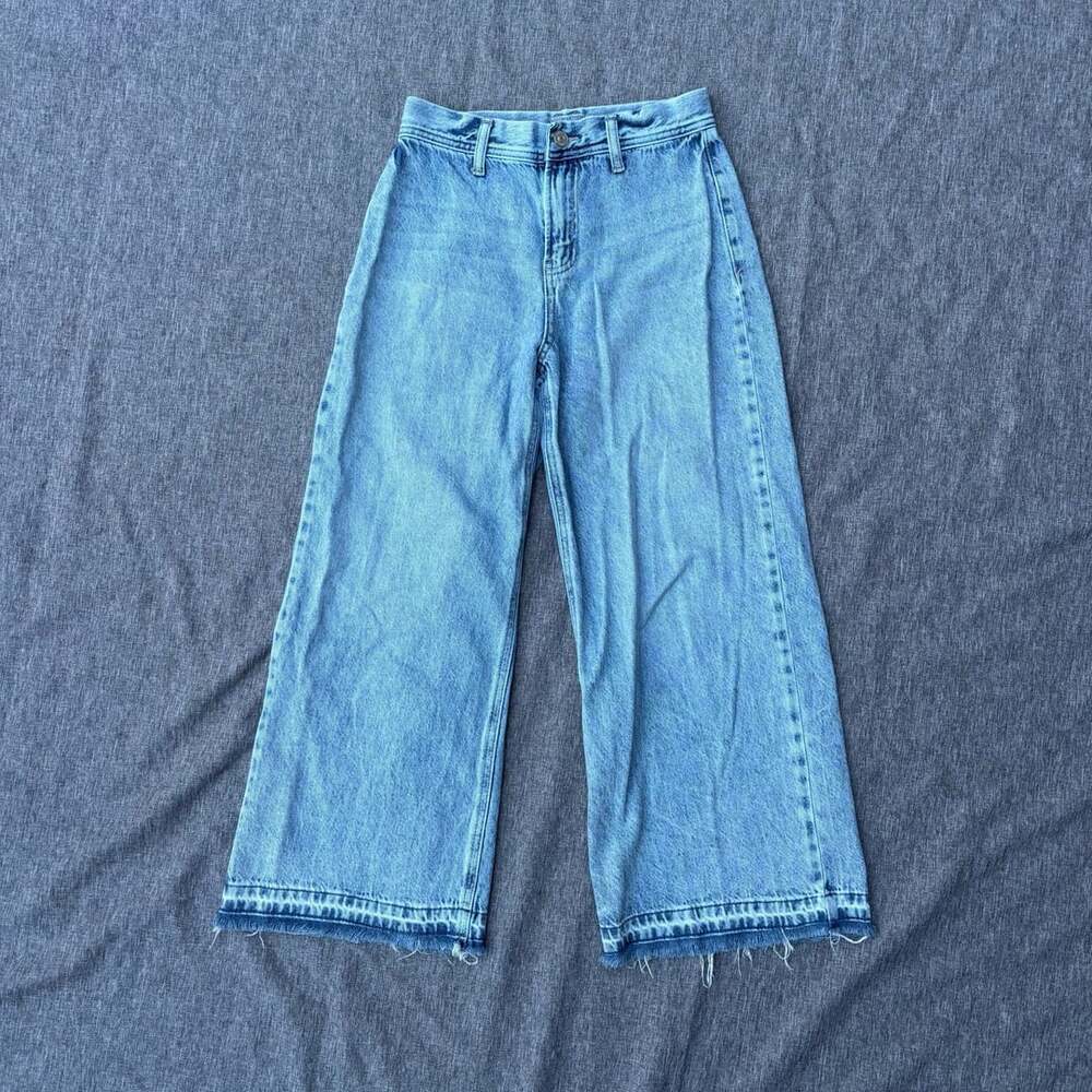 Rewash High-Waisted Wide-Leg Released Hem Cropped Jeans Size 1